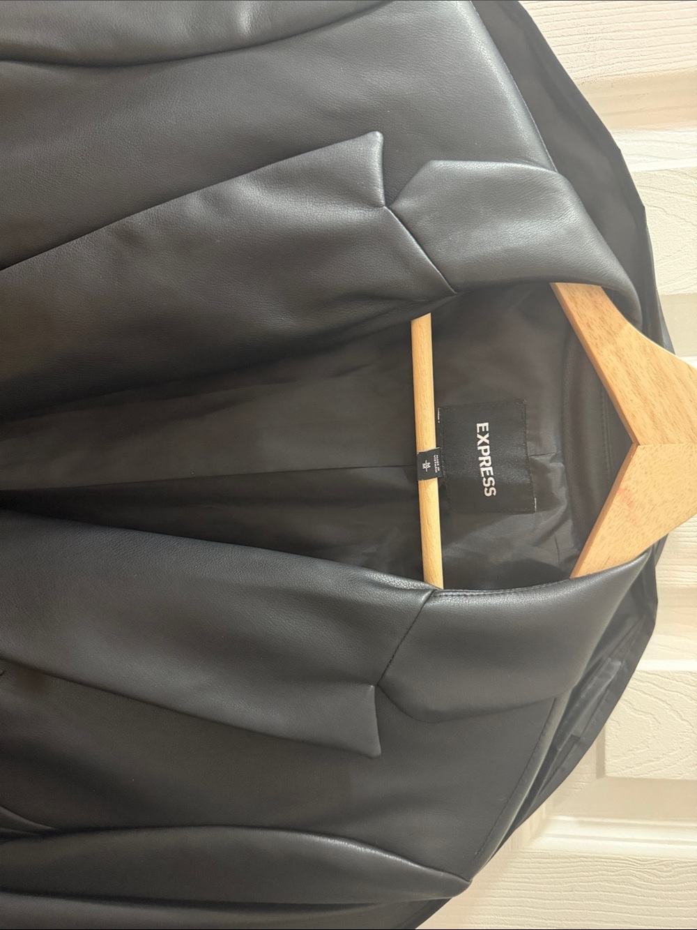 Express Black Faux Leather Blazer Jacket - Picture 5 of 10